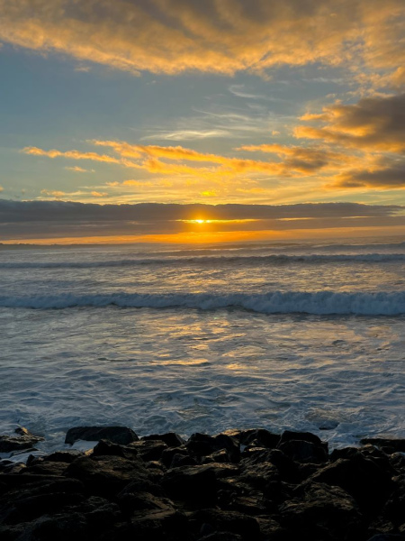 calm wave and sunset